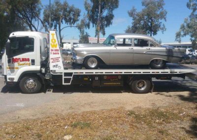 Vintage Gray Car Towing Flinders Park